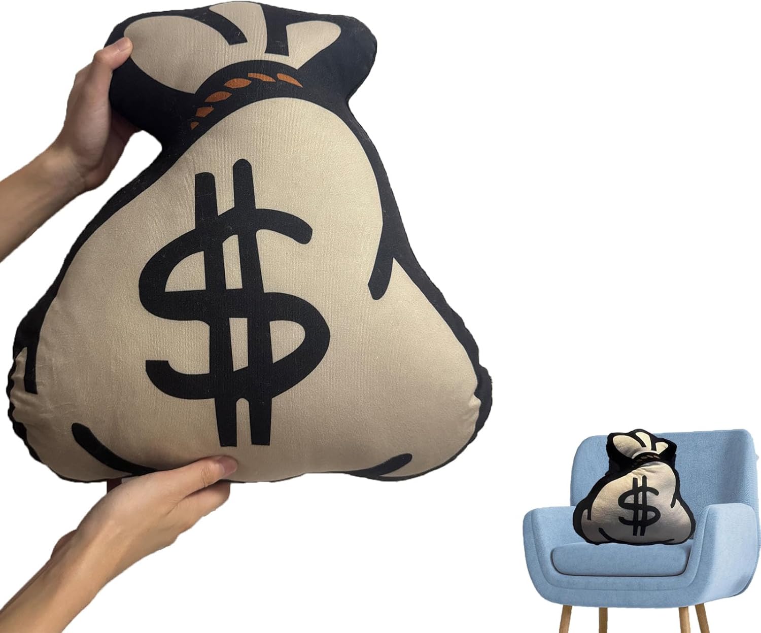 Big Money Bag Decorative Pillows,Soft Grey 15" Shaped Floor Pillow for Home Decor,Bed Decorative Pillows for Bed,Floor,Bedroom,Couch,Sofa