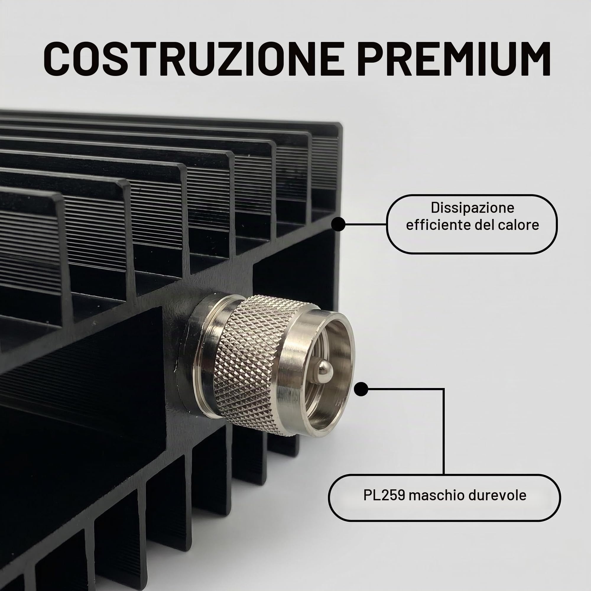 BECEN 200W PL259 Carico Fantocco, 200 Watt 50 Ohm Carico Fantocco UHF per Radio Amatori a Bassa VSWR Connettore Maschio PL259 per Test di Antenna, Trasmettitore Radio