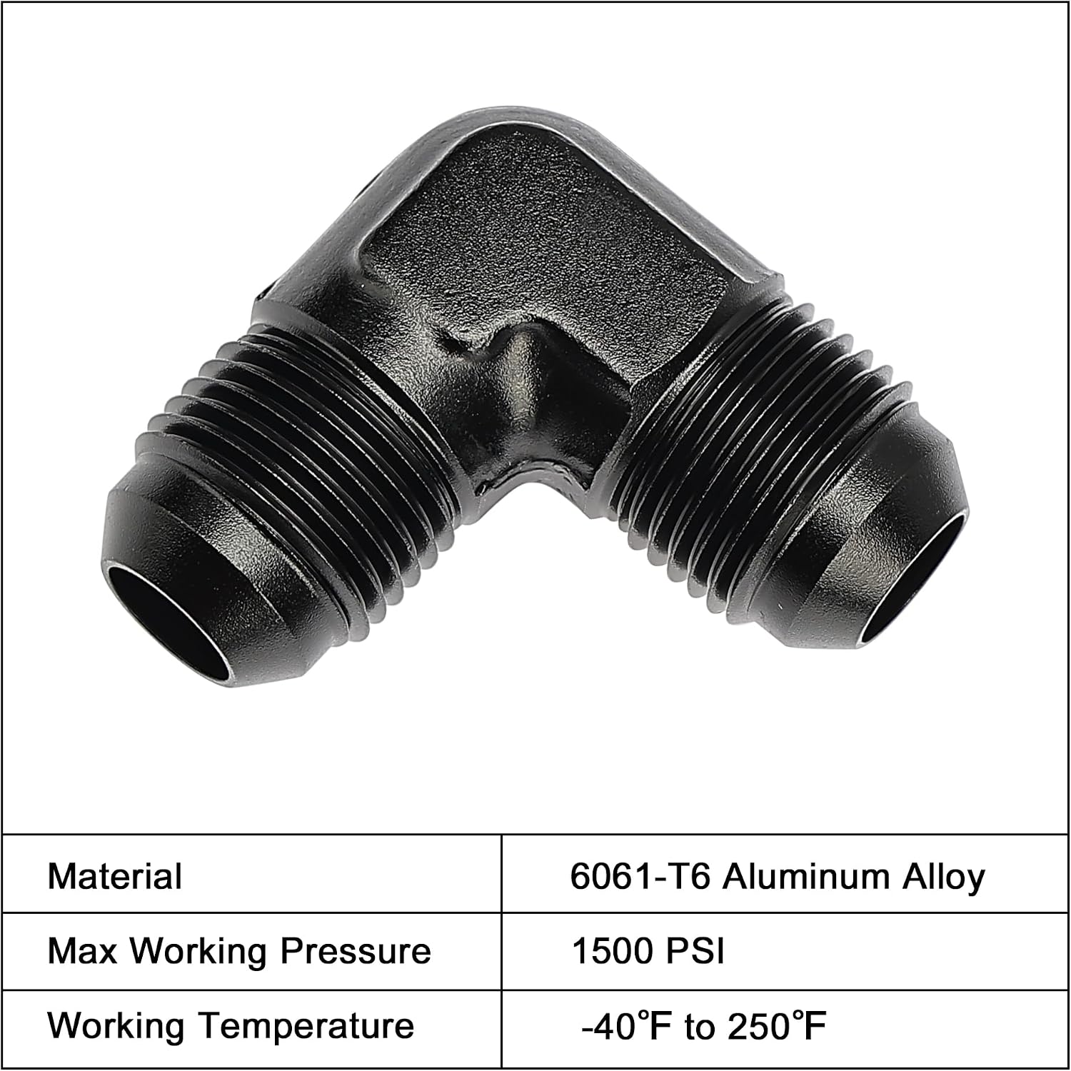 EVIL ENERGY 6AN Male to Male Flare 90 Degree Union Coupler Fitting Coupling Aluminum Black