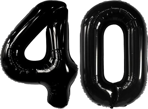KatchOn, Globos negros gigantes del número 40 de 40 pulgadas de 40 pulgadas Globos de 40 cumpleaños para hombres, decoraciones de cumpleaños de 40