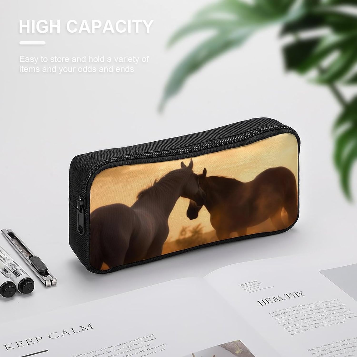 Horses in Love Pencil Case Large Capacity Pencil Pouch image 4