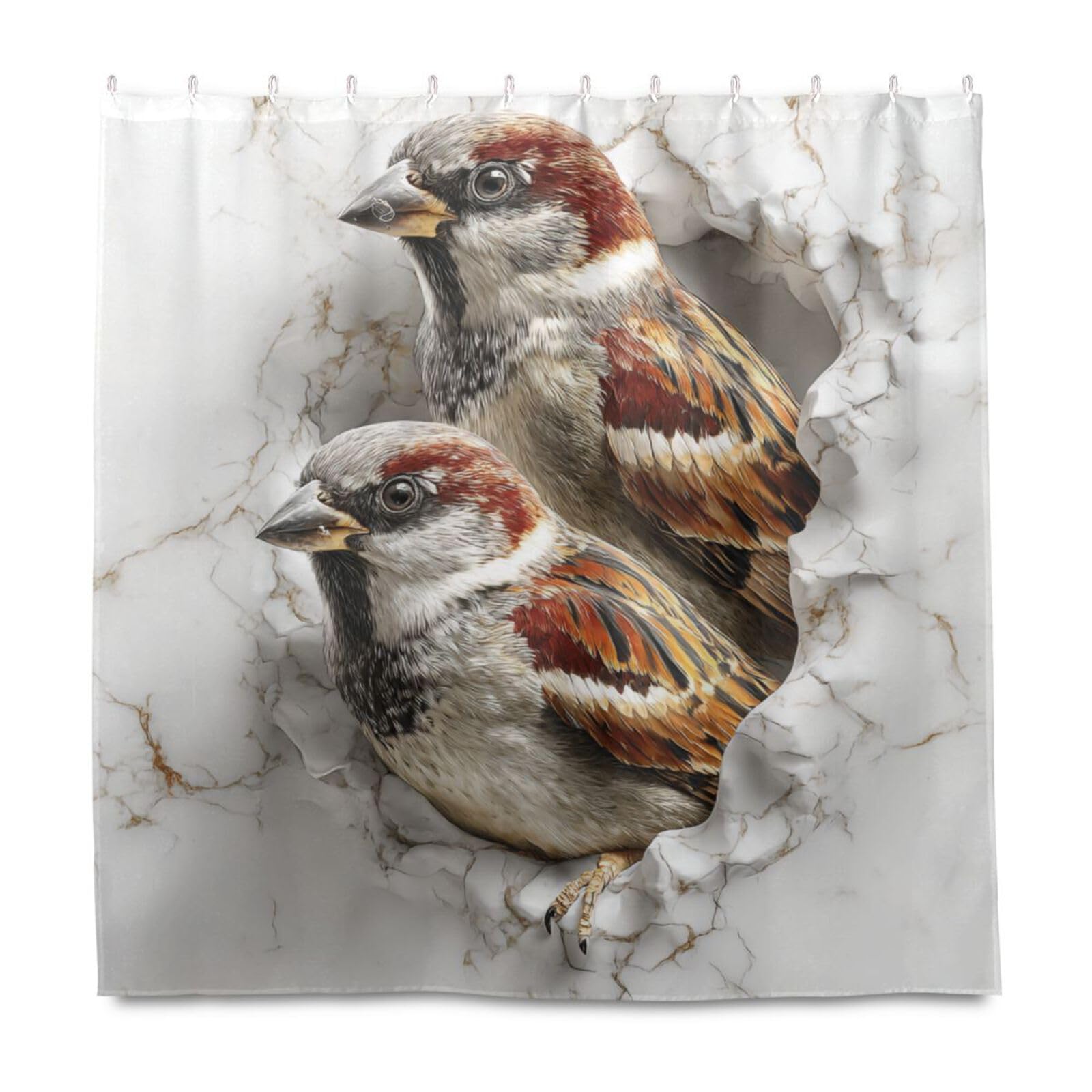 Rideau de douche oiseau lavable en tissu imperméable pour baignoire moderne