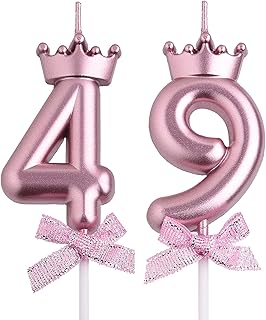 49th 94th Birthday Candles, Rose Gold 94 49 Year Old Number Birthday Candles, Happy Birthday Party Cake Topper Decoration Gifts for Women Men