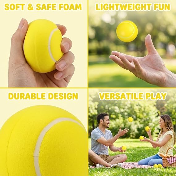 18Pcs Foam Balls Bulk Pack, Durable Foam Ball for Training and Practice, Foam Tennis Balls for Beginner Players, Soft Tennis Balls for Youth Sports and Recreation