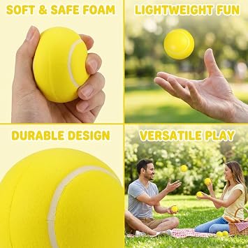 18Pcs Foam Balls Bulk Pack, Durable Foam Ball for Training and Practice, Foam Tennis Balls for Beginner Players, Soft Tennis Balls for Youth Sports and Recreation