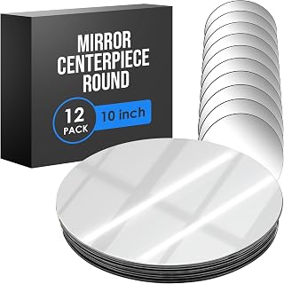 Houseables 10 Inch Round Mirror Centerpieces, 12 Pack Glass Trays for Wedding Tables, Candle Holders & Event Decor