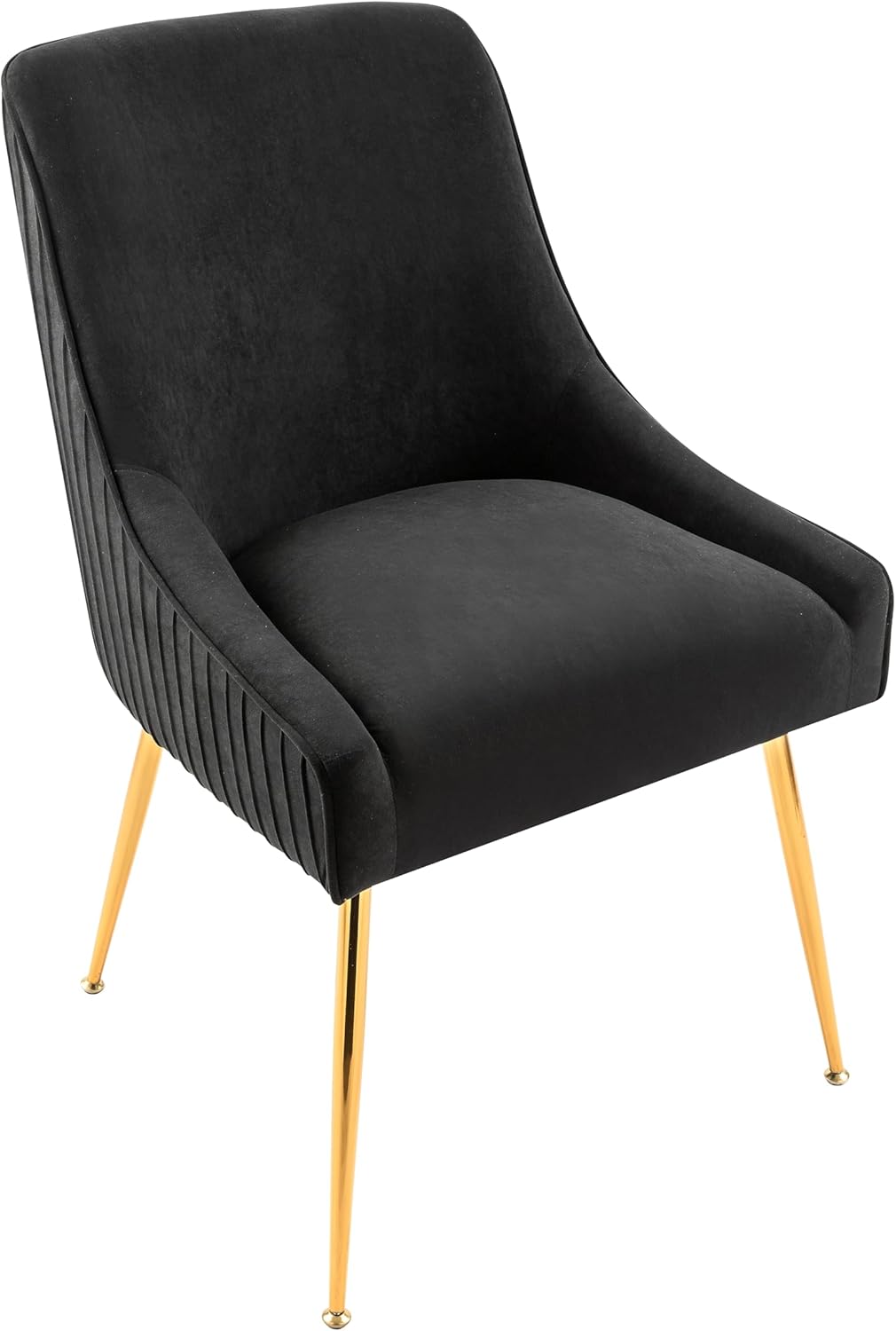 Container Furniture Direct Luxury Velvet Dining Chair with Elegant Scoop Back Design, Gold Metal Legs and Soft Upholstery, Comfortable Seating for Dining Room, Kitchen, or Office, Greenish Blue