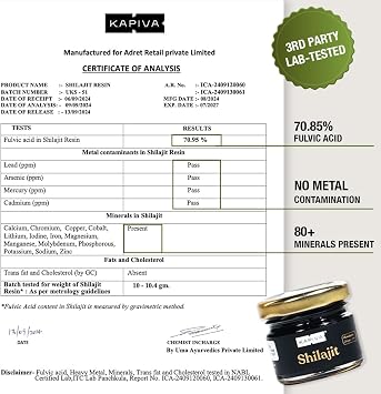 Kapiva 100% Pure Himalayan Shilajit Resin, High Potency for Men & Women | 40 Servings of 500mg | 80+ Trace Minerals, Up to 70% Fulvic Acid | Authentic | Natural Energy & Immune Support