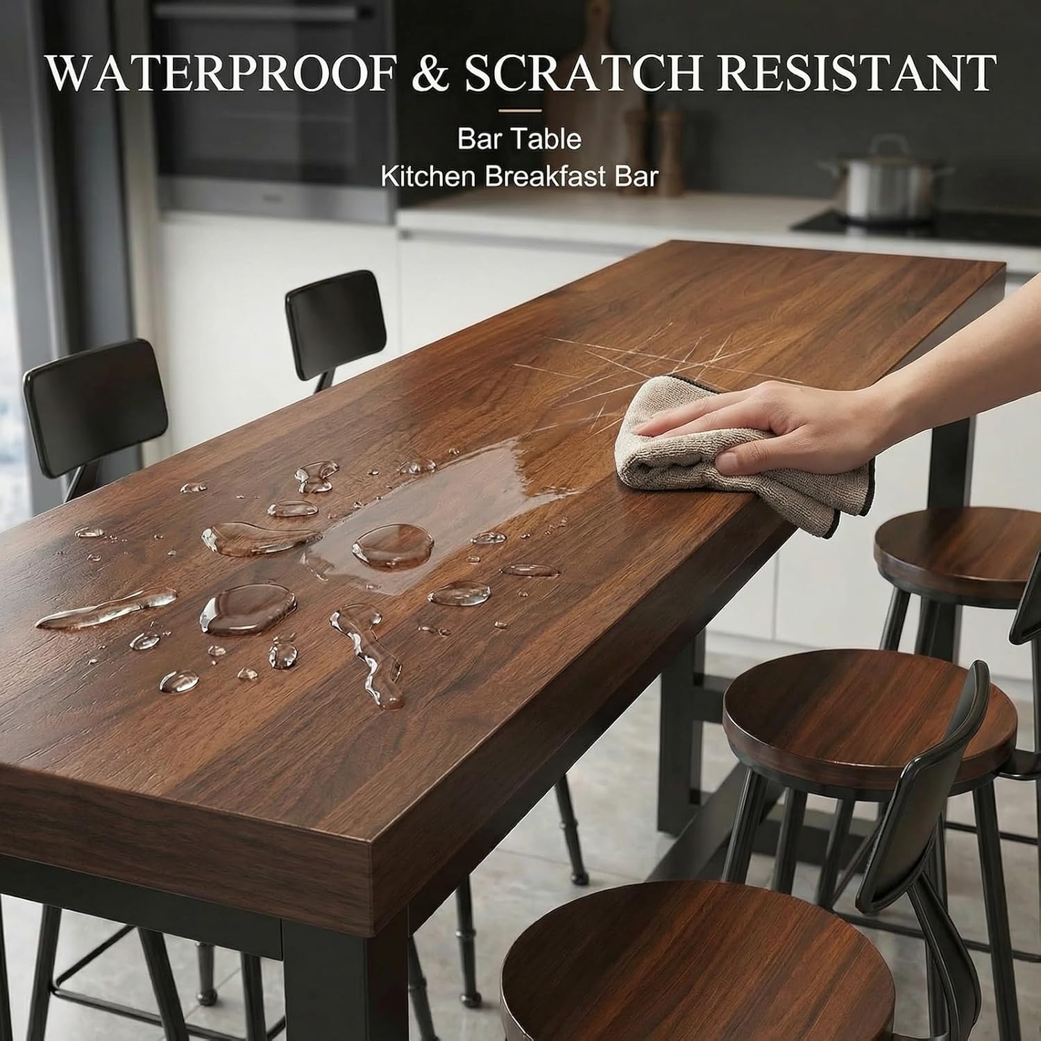 Kitchen Breakfast Bar,Bar Table,Breakfast Bar Table, Metal Frame Pub Coffee Desk,Can Bear 300kg,Compact Design for Home Kitchen Breakfast Dining,Pub