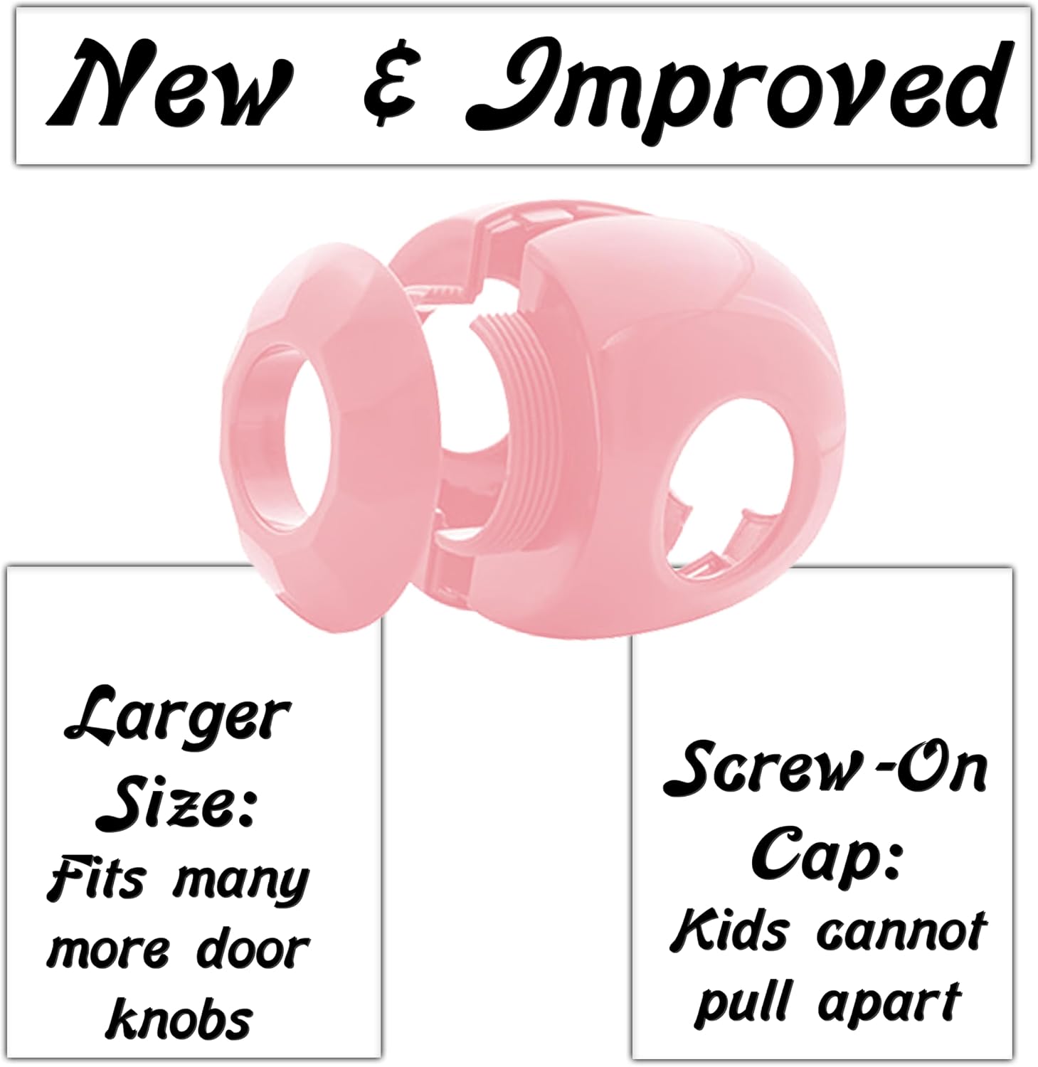 Driddle New & Improved - Door knob Baby Safety Cover - 5 Pack - Deter Little Kids from Opening Doors with A Child Proof Door Handle Lock (Pink)