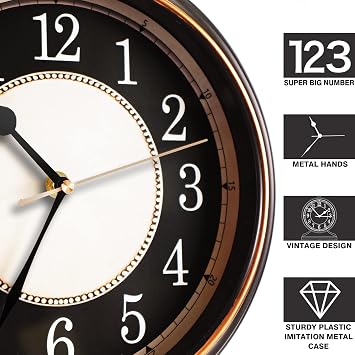 AYRELY Vintage Desk Clock – Silent-Non-Ticking, 10-Inch Dial,Retro Mantel Clock for Living Room Decor, Bedroom, Shelf, Fireplace & Farmhouse