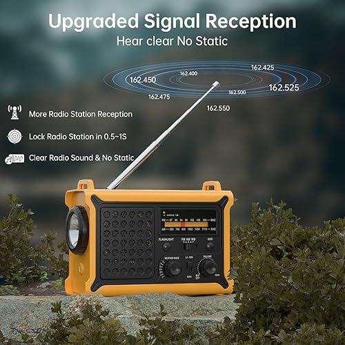 Miniatura 2 de NOAA Radio meteorológica - 12000mAh44400mWh Radio portátil de emergencia AMFM con panel solarmanivelaentrada de CA batería recargable y linterna SOS