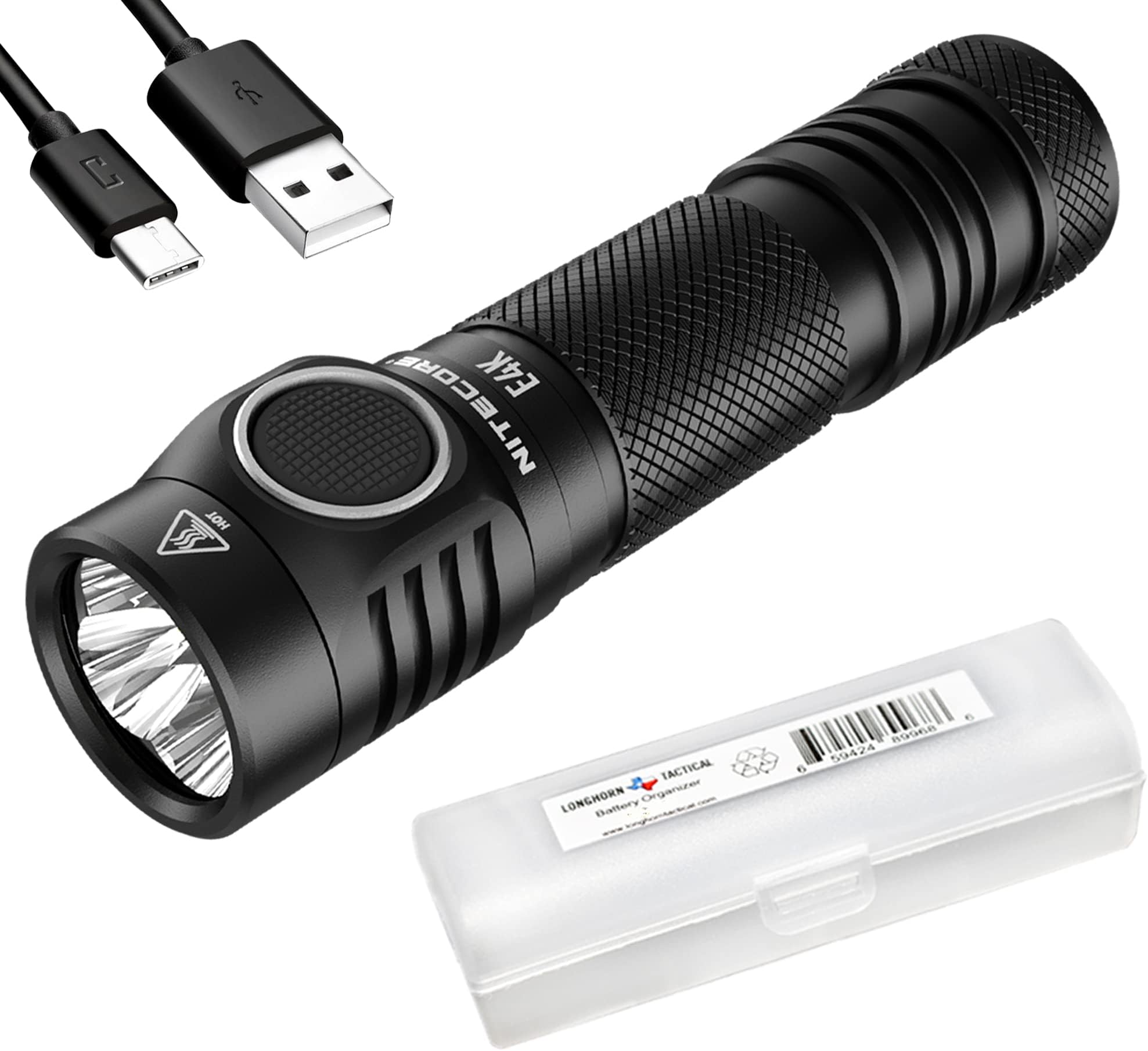 E4K 4400 Lumen EDC Compact Rechargeable Flashlight with LumenTac Organizer