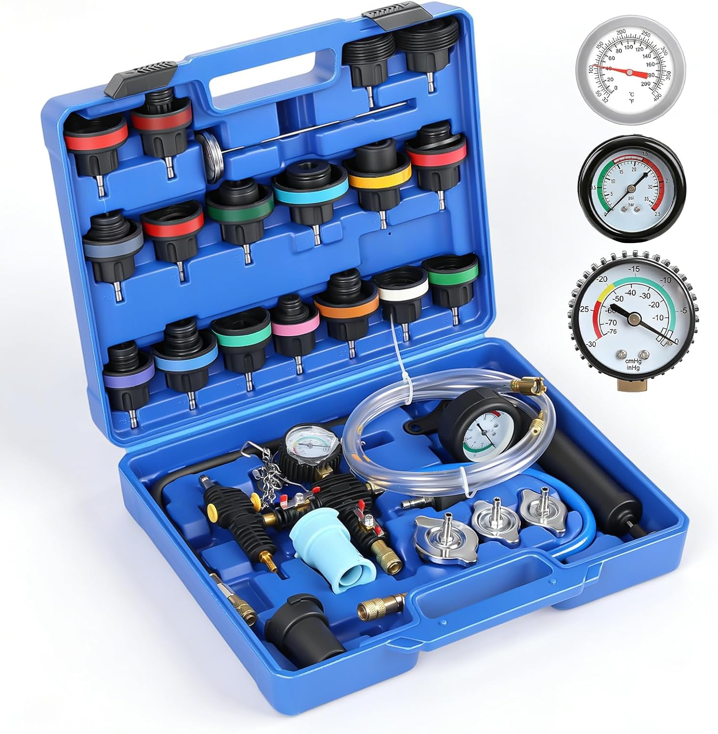 Coolant Pressure Tester Kit, 31PCS Master Coolant Vacuum Refill Kit with 23 Radiator Adapters for Automotive Cooling System Vacuum Leak Tester & Radiator Pressure Tester Kit with Refill Tool