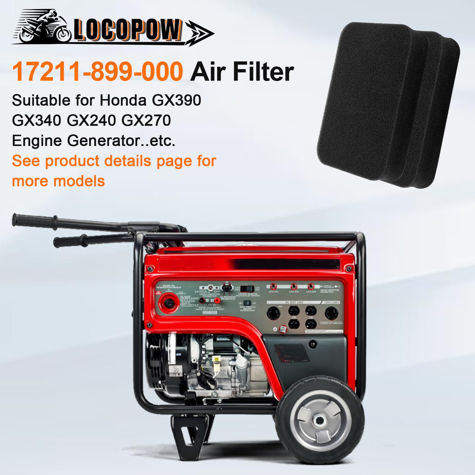Amazon.com: LOCOPOW 17211-899-000 Air Filter for Honda GX390 GX340