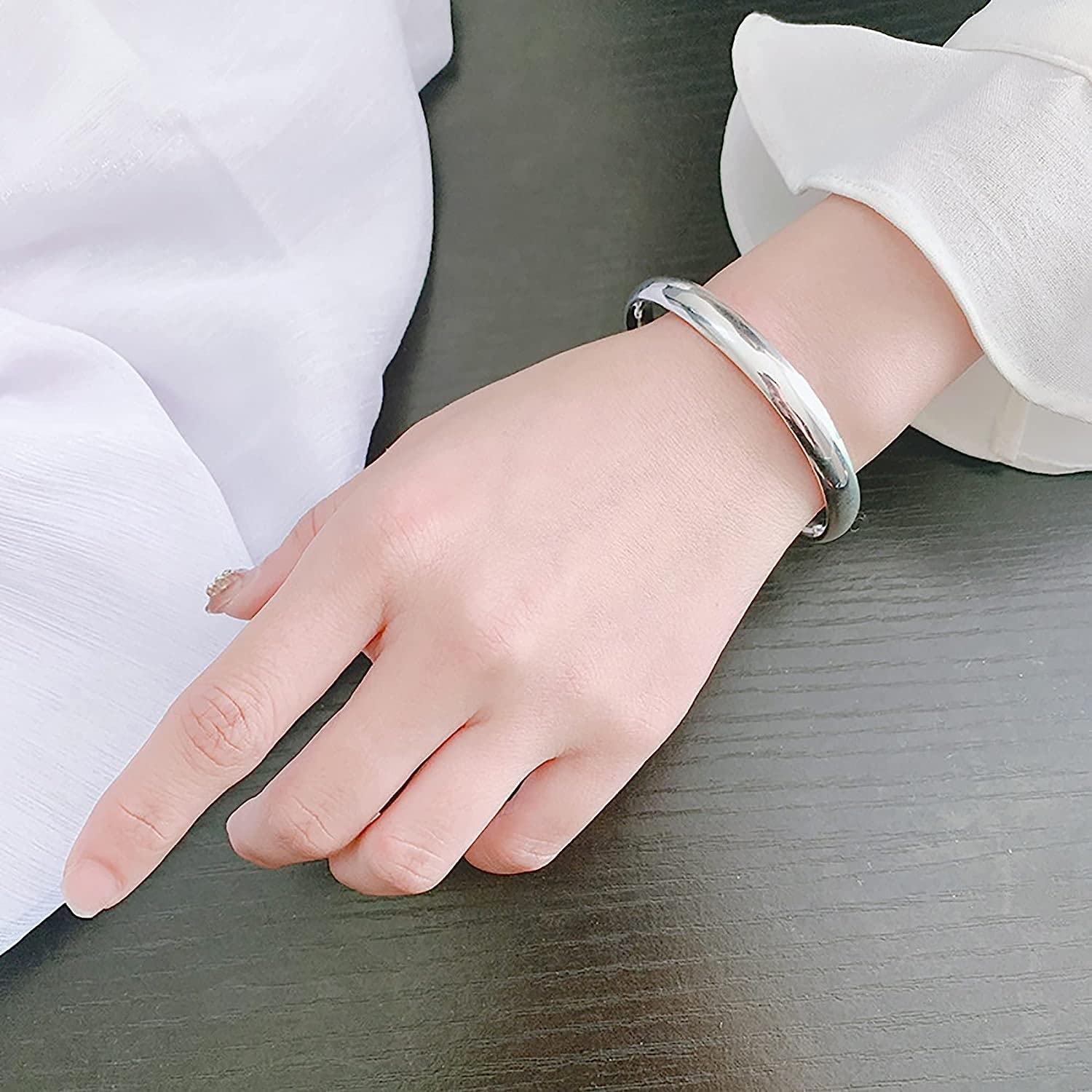 catene a catena, regolabili; Bracciale rigido regolabile push-pull in argento sterling for donna