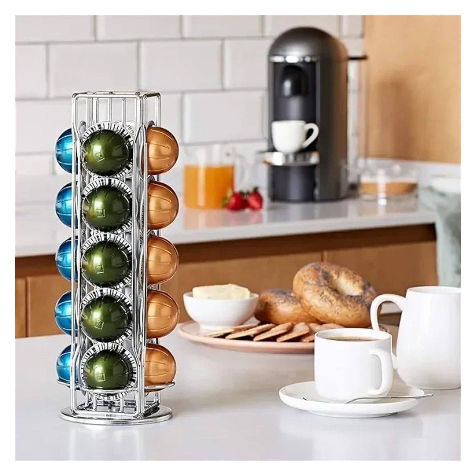 Porta Capsule Caffè, Compatibile con Vertuo, Metallo