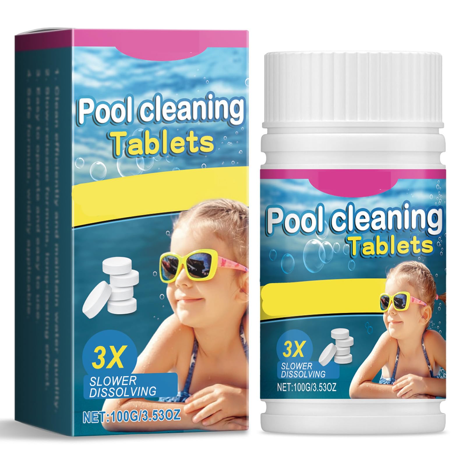 Pool Cleaning Tablets,100g Chlorine Tablets for Swimming Pool,Chlorine Tablets for Hot Tubs