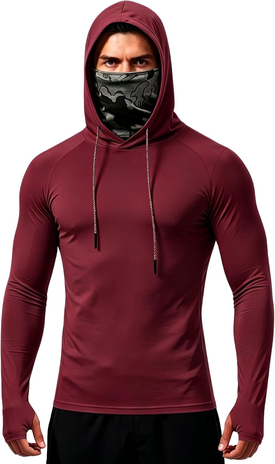 3/5-Pack Men's Sun Hoodie with Mask - Quick Dry Fishing Shirts Long Sleeve Outdoor Work Tactical Hiking Gear