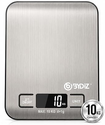Bydiz Dijital Mutfak Terazisi 10 Kg Kapasiteli 1 Gr Hassasiyetli, Paslanmaz  elik Hassas Mutfak Tart s , Dara Fonksiyonu, LED Ekran, 5  l  Birimi Deste i, Otomatik Kapanma, BY-005