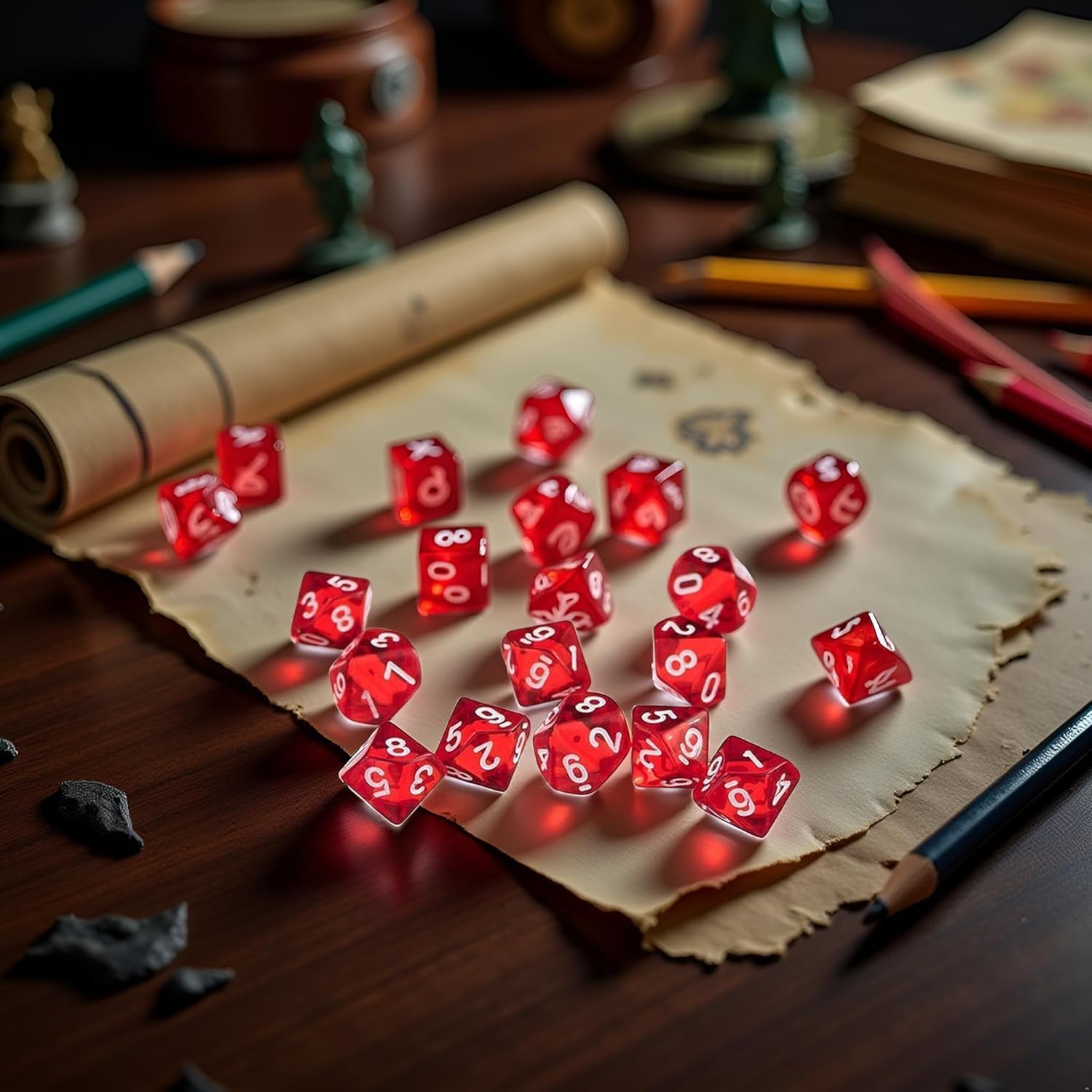 10 Pcs D10 Polyhedral Dice - Precision 10-Sided High-Clarity Dice for Tabletop RPG Games and Role-Playing Adventures (Red)