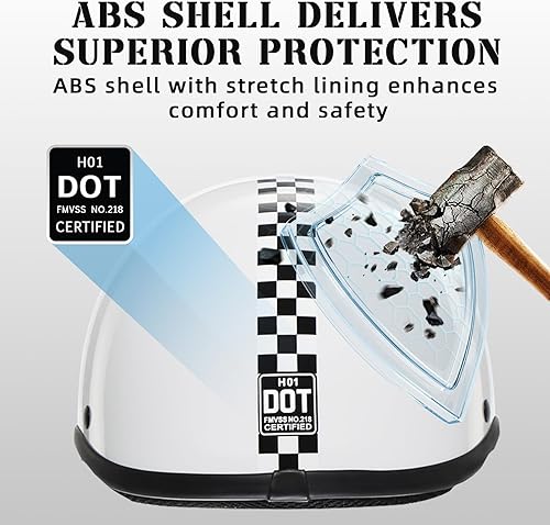 Miniatura 3 de TRIANGLE Casco de media carcasa para motocicleta de estilo alemán para adultos, hombres, para scooter, motoneta, con cara abierta, certificado DOT.
