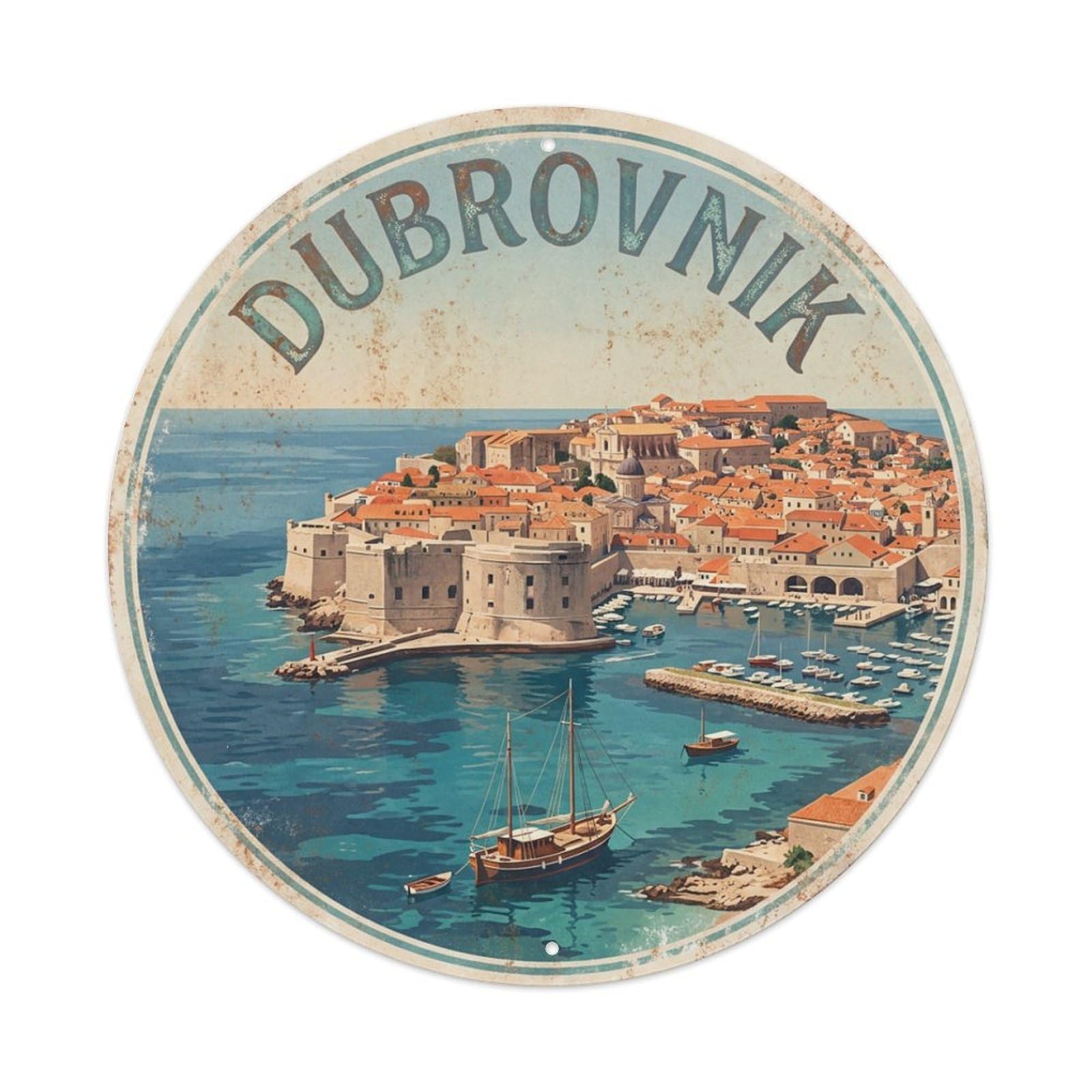 Retro Travel Croatia Dubrovnik Metal Tin Sign