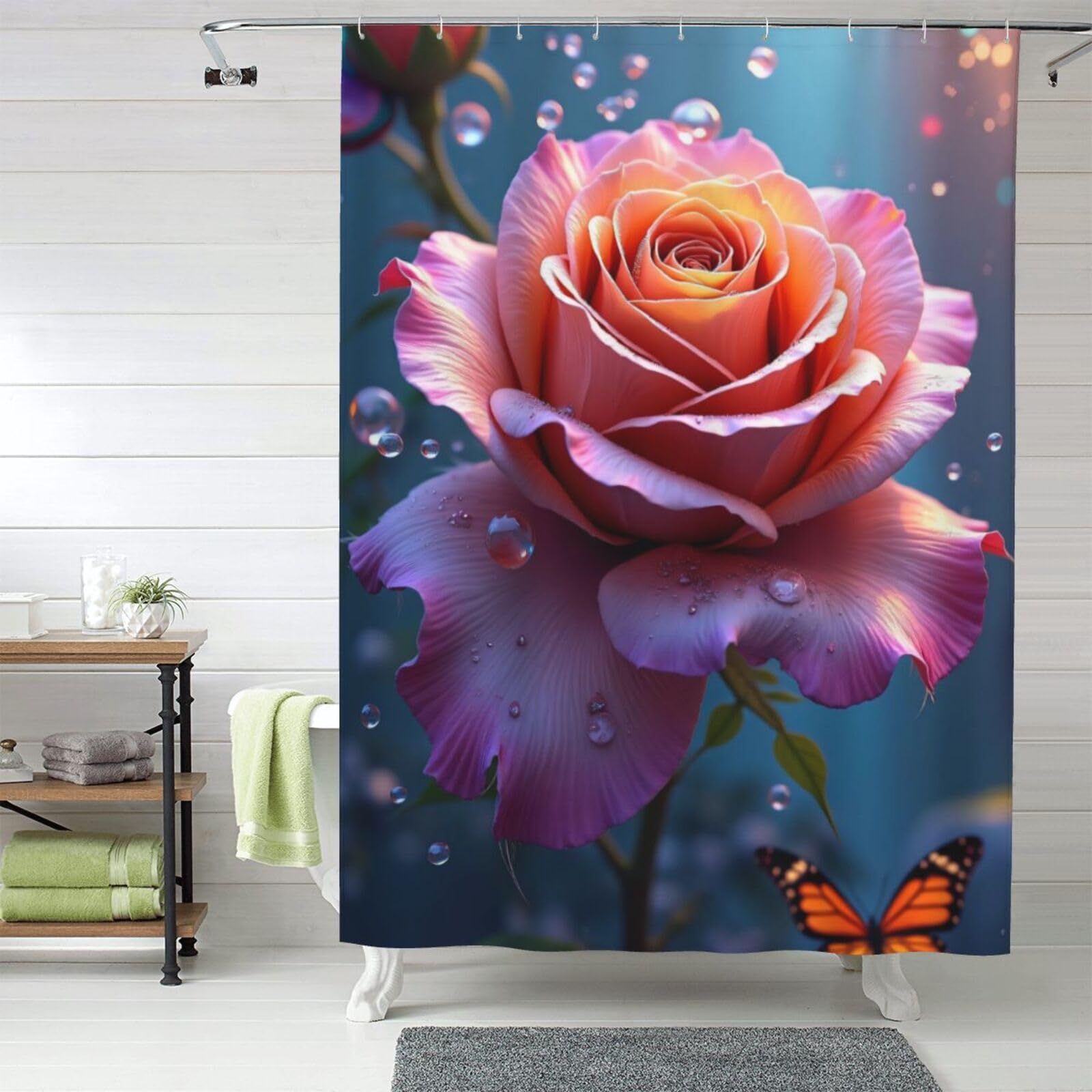 Rideau de douche en tissu épais lavable 152x183 cm rose