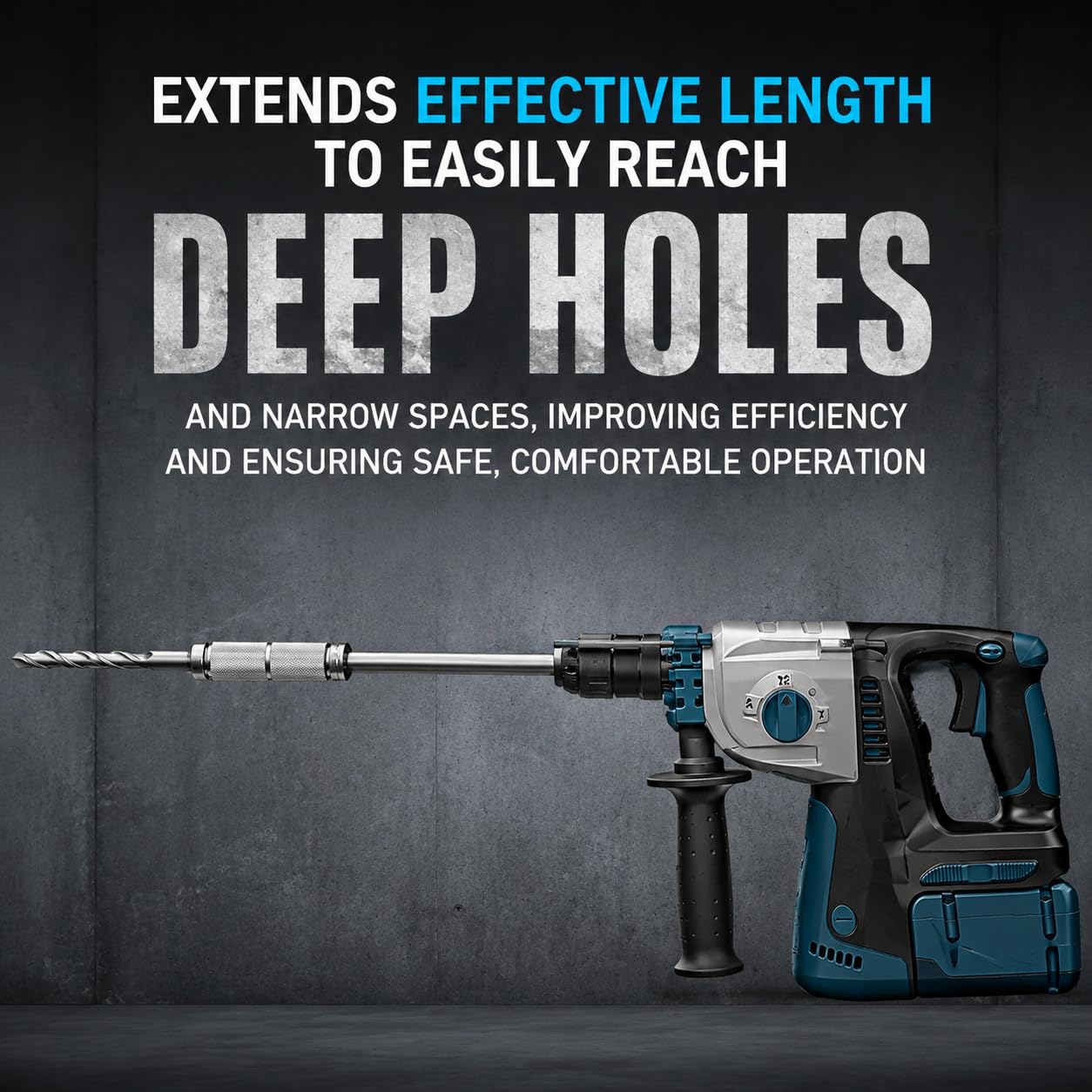 SDS Plus Extension Adapter with 11.8'' Total Length System (3.74'' Adapter + Extension Shaft), Heavy Duty Alloy Steel Rotary Hammer Extension for Drill Bits & Hole Saws