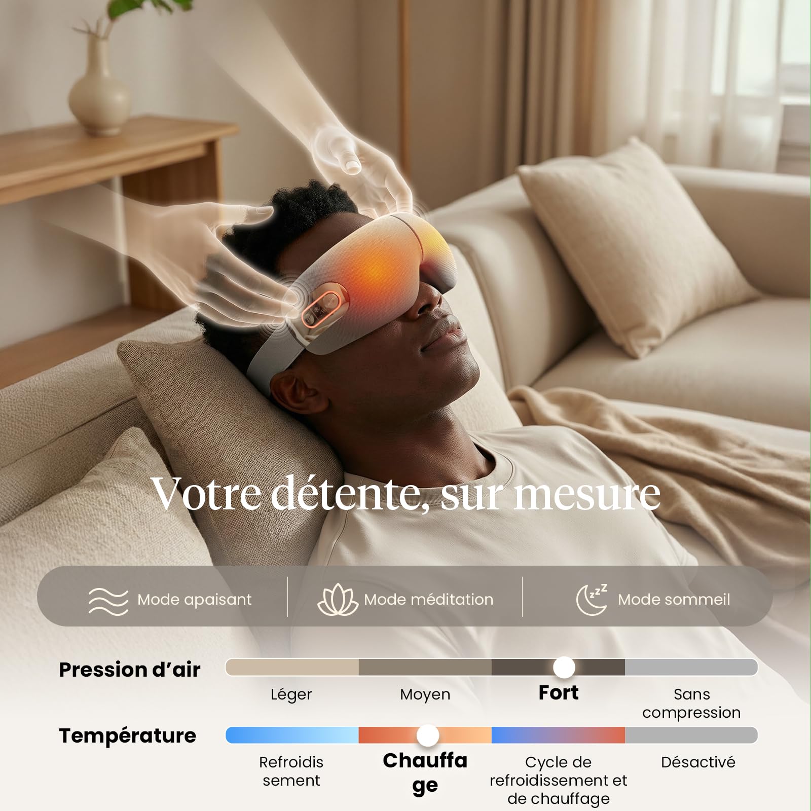 BOB AND BRAD EYEFLOW masseur oculaire avec chaleur et froid, masque massage yeux à compression froide semi-conductrice pour soulager la migraine, sécheresse et fatigue, cadeau pour hommes femmes