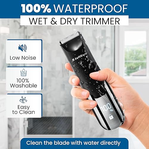Miniatura 5 de SoftKare - Recortadora de pelo de ingle para hombres, afeitadora de bolas segura, cabezales de cuchilla de cerámica reemplazables y base de carga,