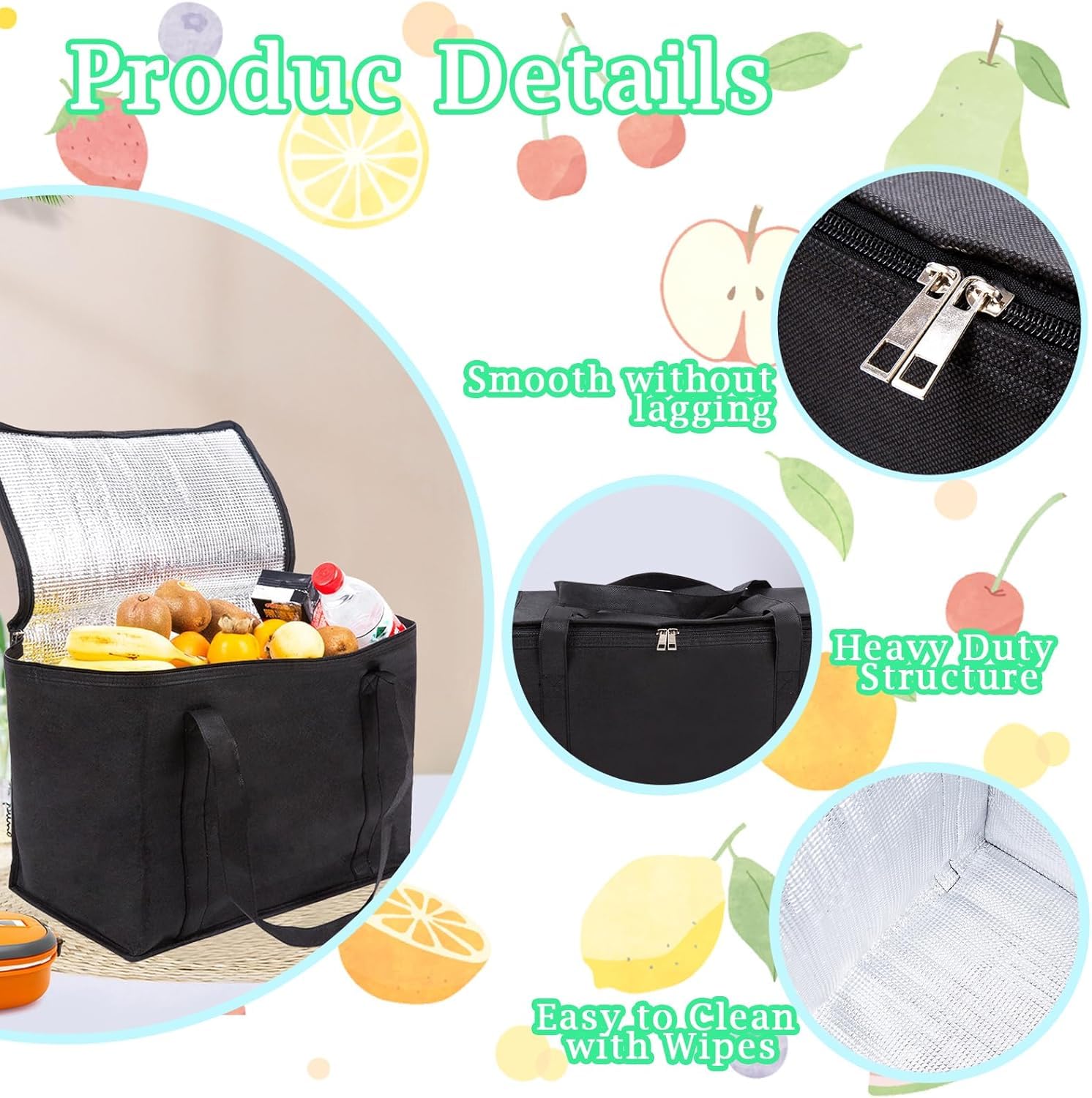 Cool Bags, 18L Large Insulated Picnic Cool Bag, Thermal Food Delivery Bag with Layer Protection - Image 3