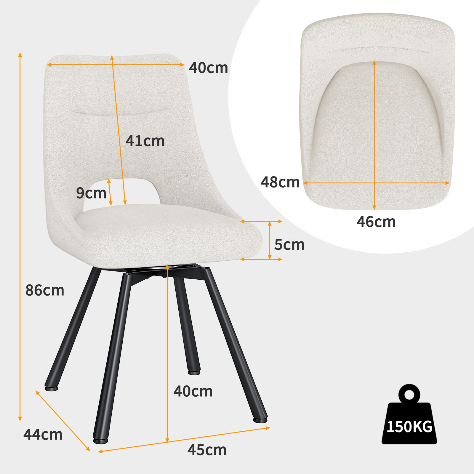 WAFTING Chaises de Salle à Manger Pivotantes 360°, Lot de 6, Beige
