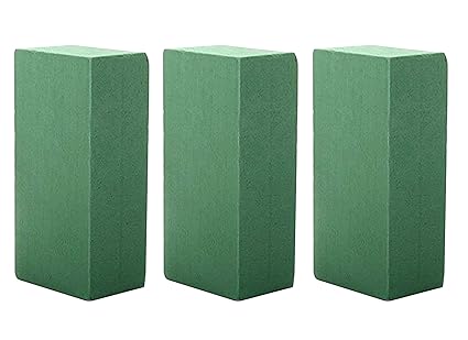 TIED RIBBONS Floral Foam Brick for Flower Basket, Wedding Bouquet Artificial Flower Arrangement - Set of 3 (Green, 10 cm x 8 cm x 22 cm) ,Artificial Flora