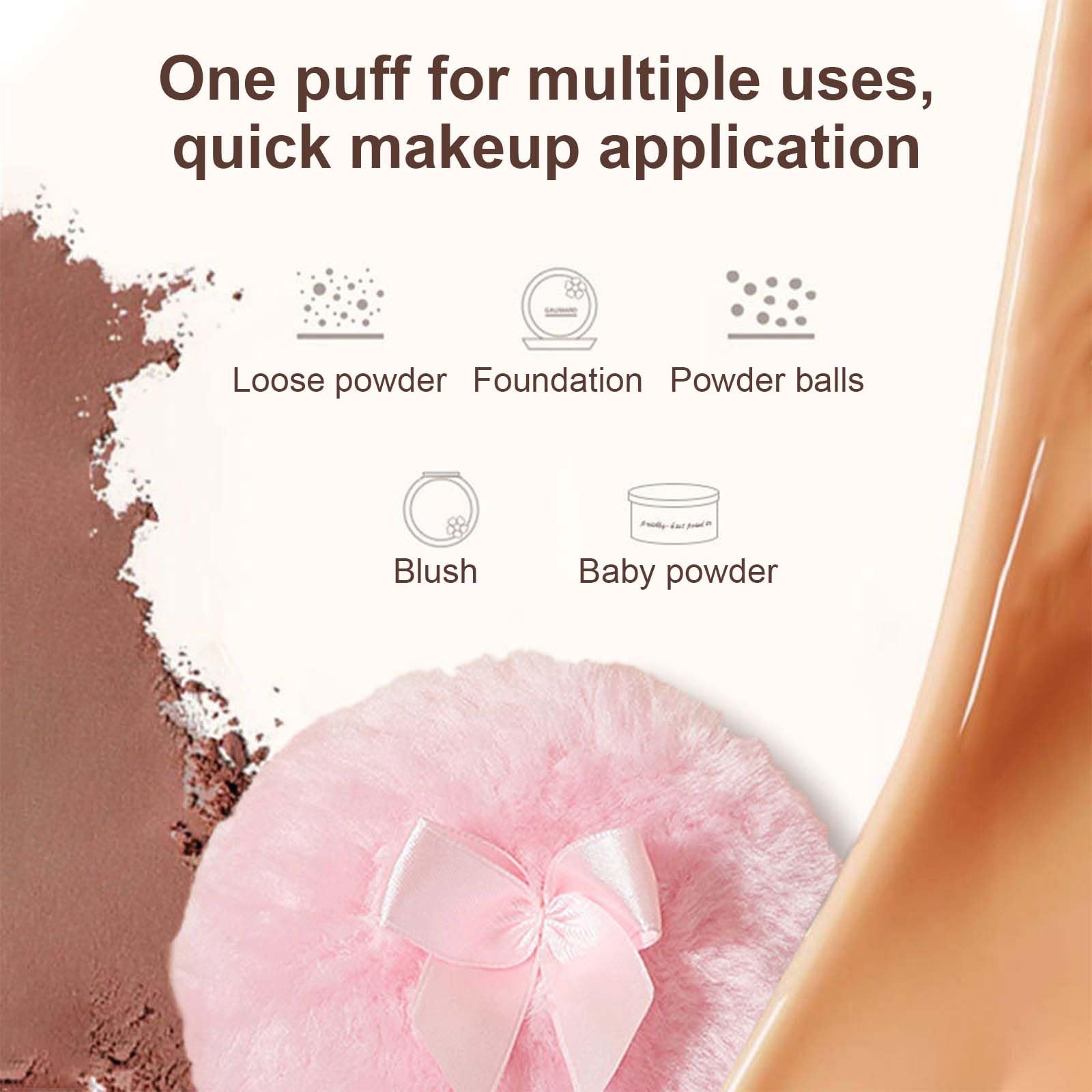 Powder Puff for Talcum Powder - 4 Pack 3.5 Inch Large Reusable Body Powder Puff, Pink, Beige, White, Green - Image 4
