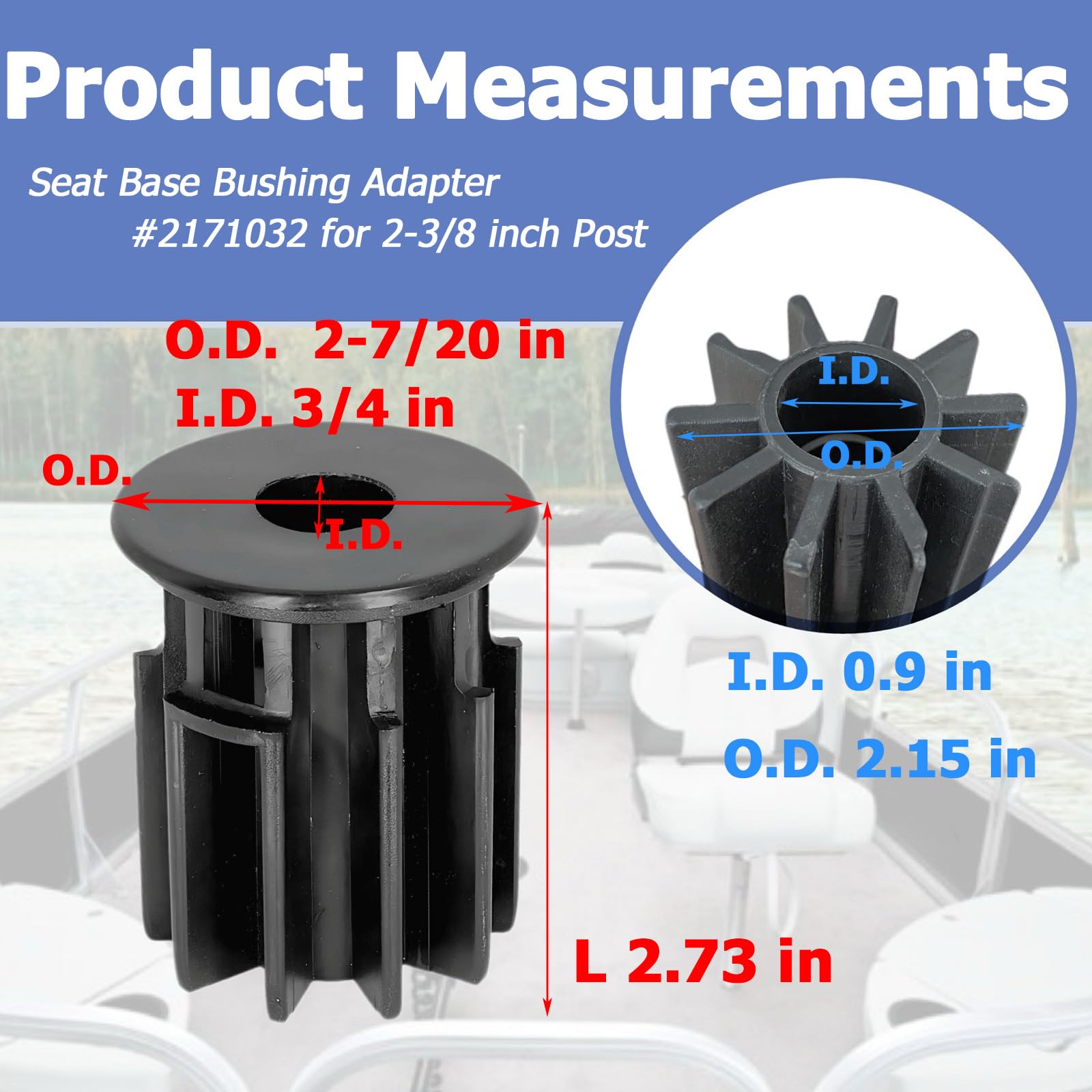auaurly 2 PCS Hi-Lo Bushing,Seat Base Adapter 2171032 for 2-3/8 inch Post,Boat Seat Pedestal Bushing Fits Hi-Lo Seat Swivel Mount
