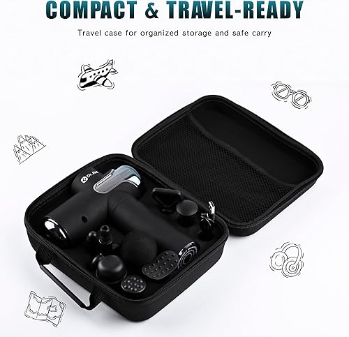 Miniatura 7 de Dr. Aid Pistola de masaje  Pistola masajeadora muscular de tejido profundo para aliviar el dolor, 8 cabezas, niveles inteligentes de 9 velocidades