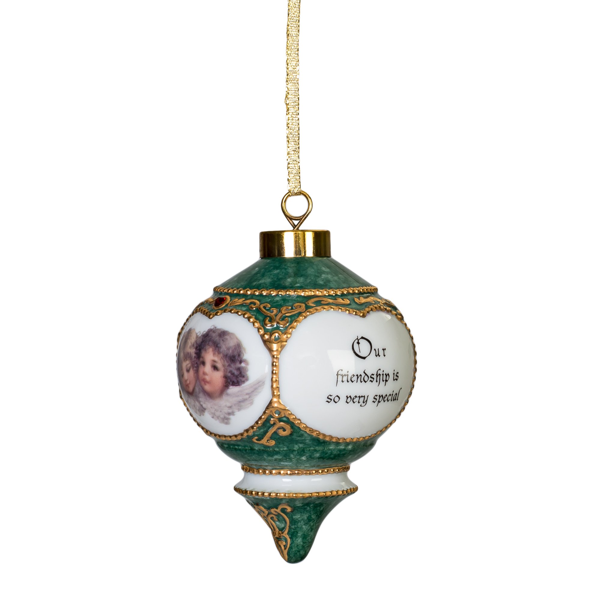 CBE Victorian 4.5 in. Ball Christmas Ornament 3 x 5 Green XI53