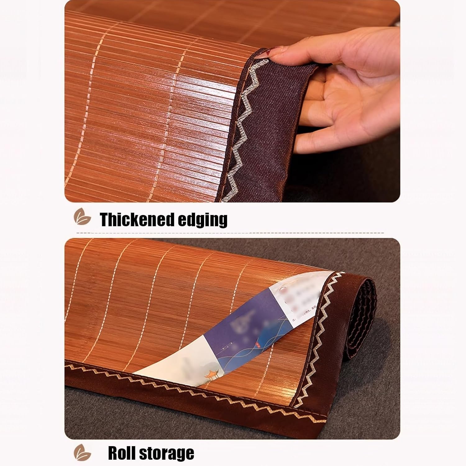 Sum mer Cooling Bamboo Sleeping Mat Foldable, Double King Size Mattress Topper Pad,Breathable Bed Sheet Air Conditioning Mat, Bedroom Essential for Sum mer Sleeping(110x190cm/43x75in)