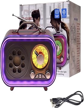 M-1315BT Bluetooth Subwoofer'lı Retro Radyo Şarjlı 3 Band FM/AM/SW Vintage Hoparlör USB TF Destekli Metalik