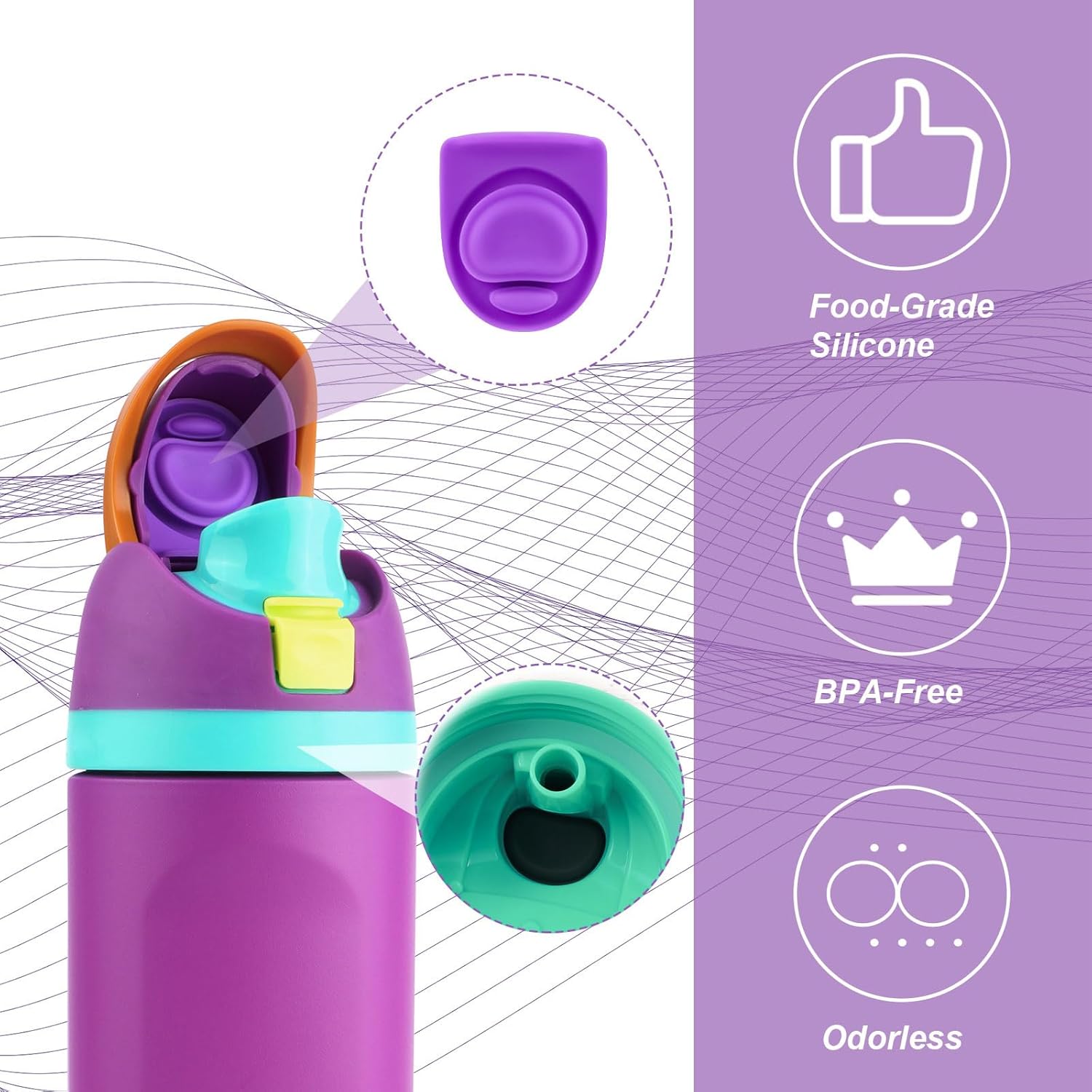 4pcs Water Bottle Seal Circle & 4pcs Replacement Stopper, Silicone O Circle Lid Gasket Parts for Owala Free Sip 19oz 24oz 32oz 40oz, Cap Mouth Plug Gasket Accessories, BPA-Free - Image 5