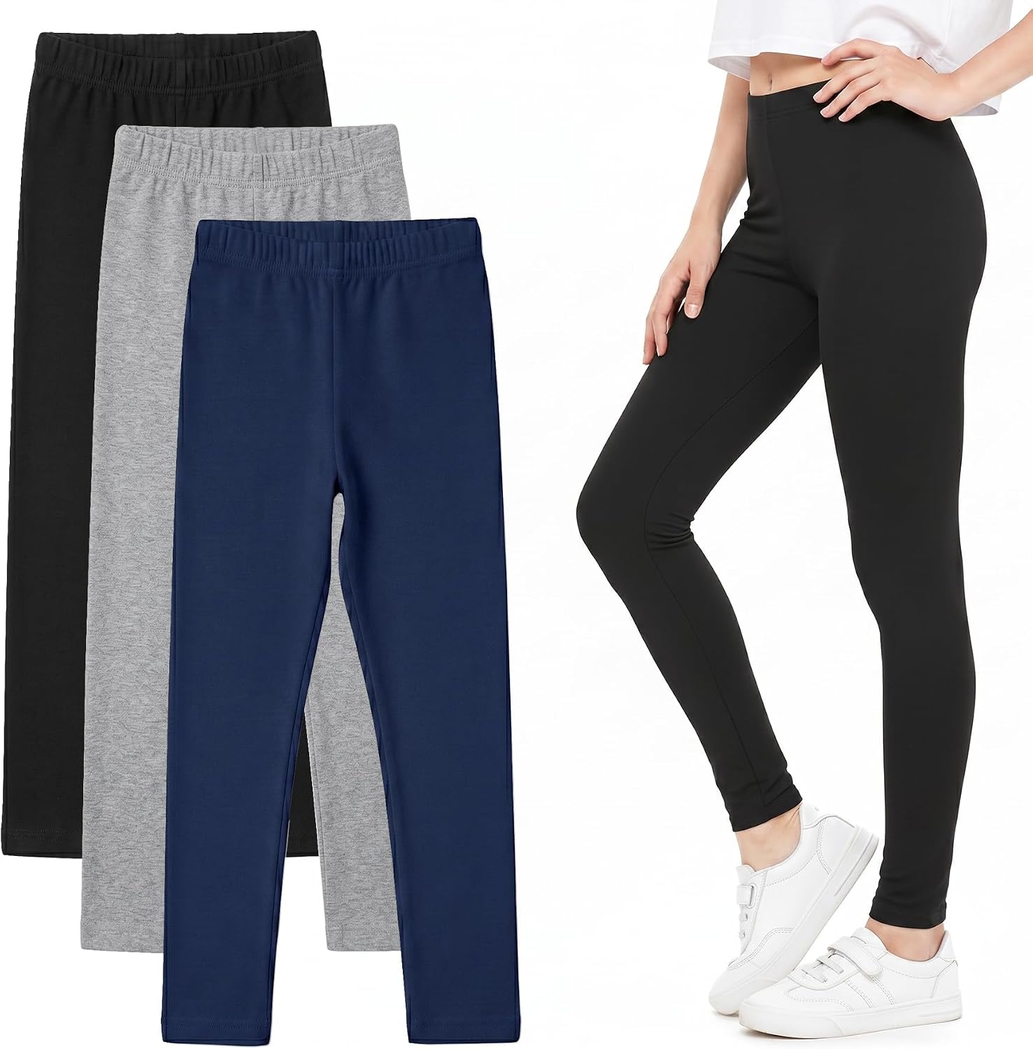 Girls Leggings Cross Mid Waisted Kids Pants Clothes for Teens