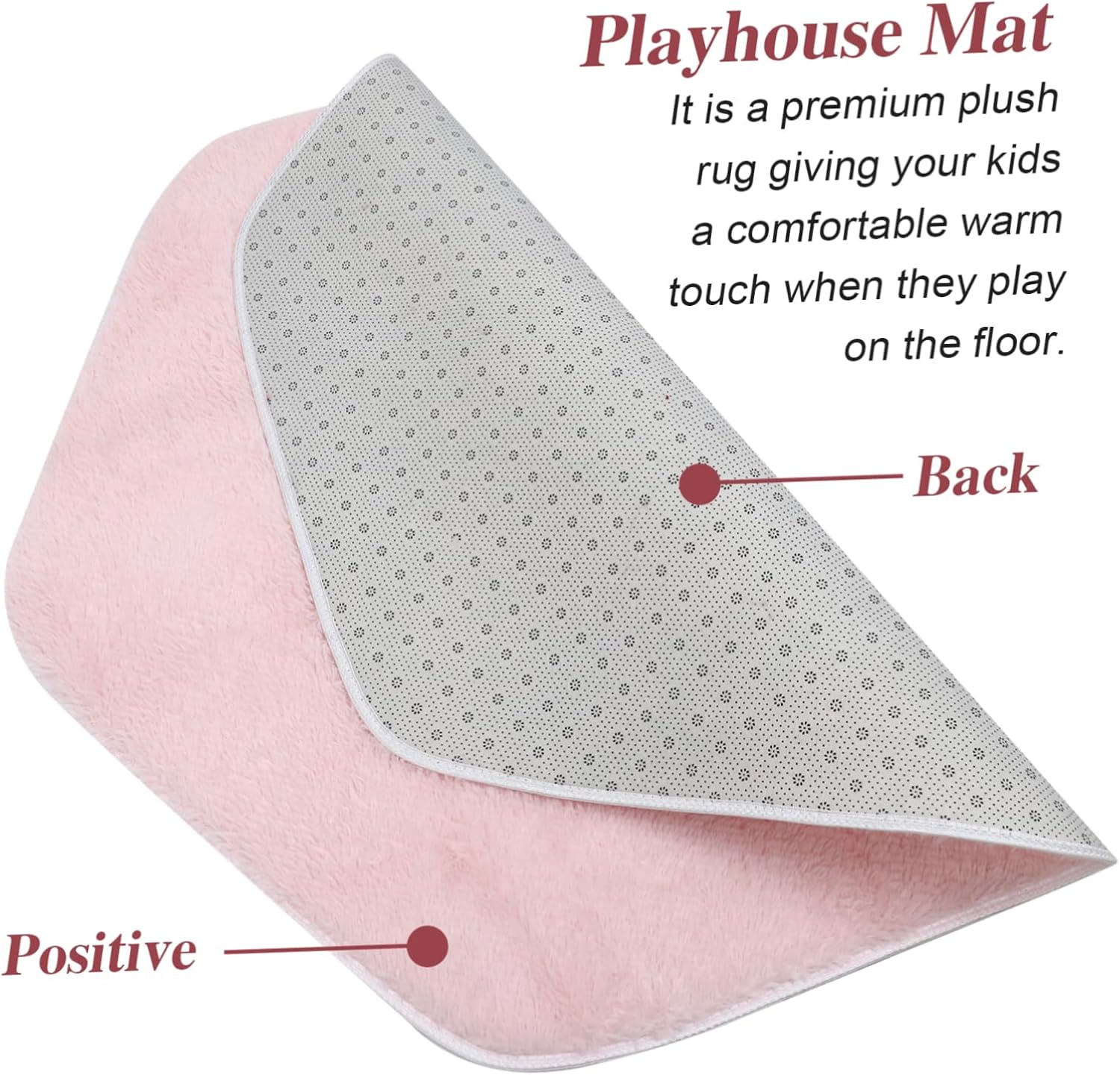 iplusmile Hexagon Play Tent Rug Plush Soft Cushion Mat for Crawling Pink Plush Floor Mat Suitable for Playhouse Nursery Yoga Pet Pad