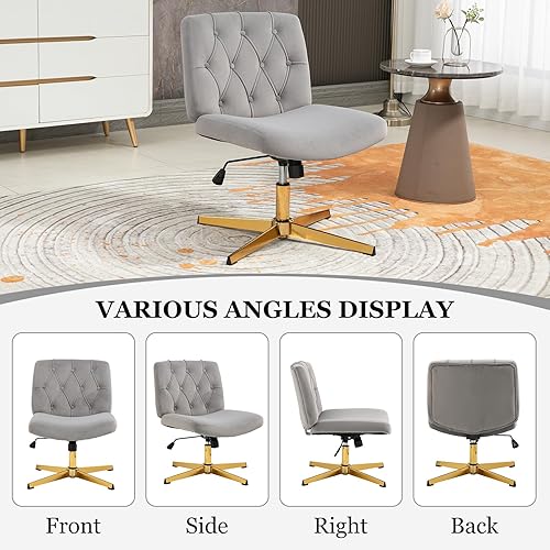 Miniatura 6 de NIOIIKIT Silla de escritorio para oficina en casa, silla giratoria de altura ajustable, silla giratoria tapizada de terciopelo, silla ejecutiva para