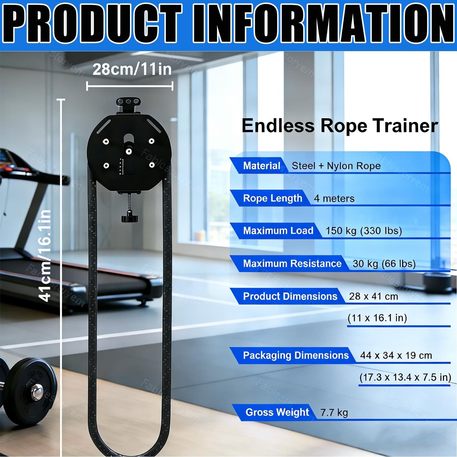 Entrenador De Cuerda Sin Fin | Siste-ma De Poleas De Cable PortáTil Con Resistencia Ajustable | MáQuina De Cuerda Para Escalar, Equipo De Gimnasio En Casa Para Ejercicios De Agarre, Brazos