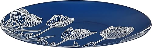 Blue Sky Tulip - Platos combinados orgánicos azul marinoblanco, 10 unidades, juego de platos redondos de plástico desechables de 7.5 pulgadas,