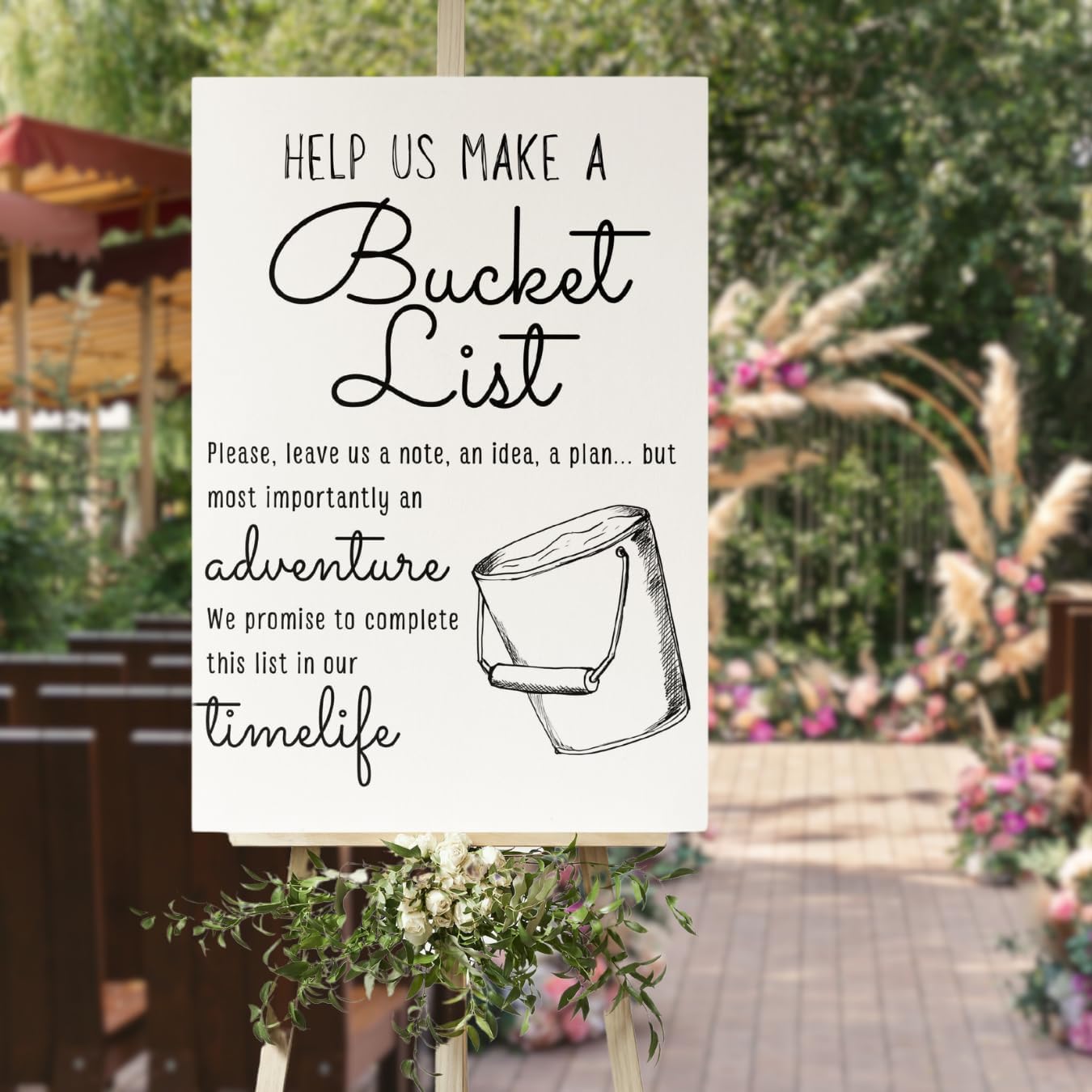 Personalized Adventure Bucket List Yard Sign, Wedding Reception Ideas, Wedding Welcome Sign, Bridal Shower Yard Sign Decorations
