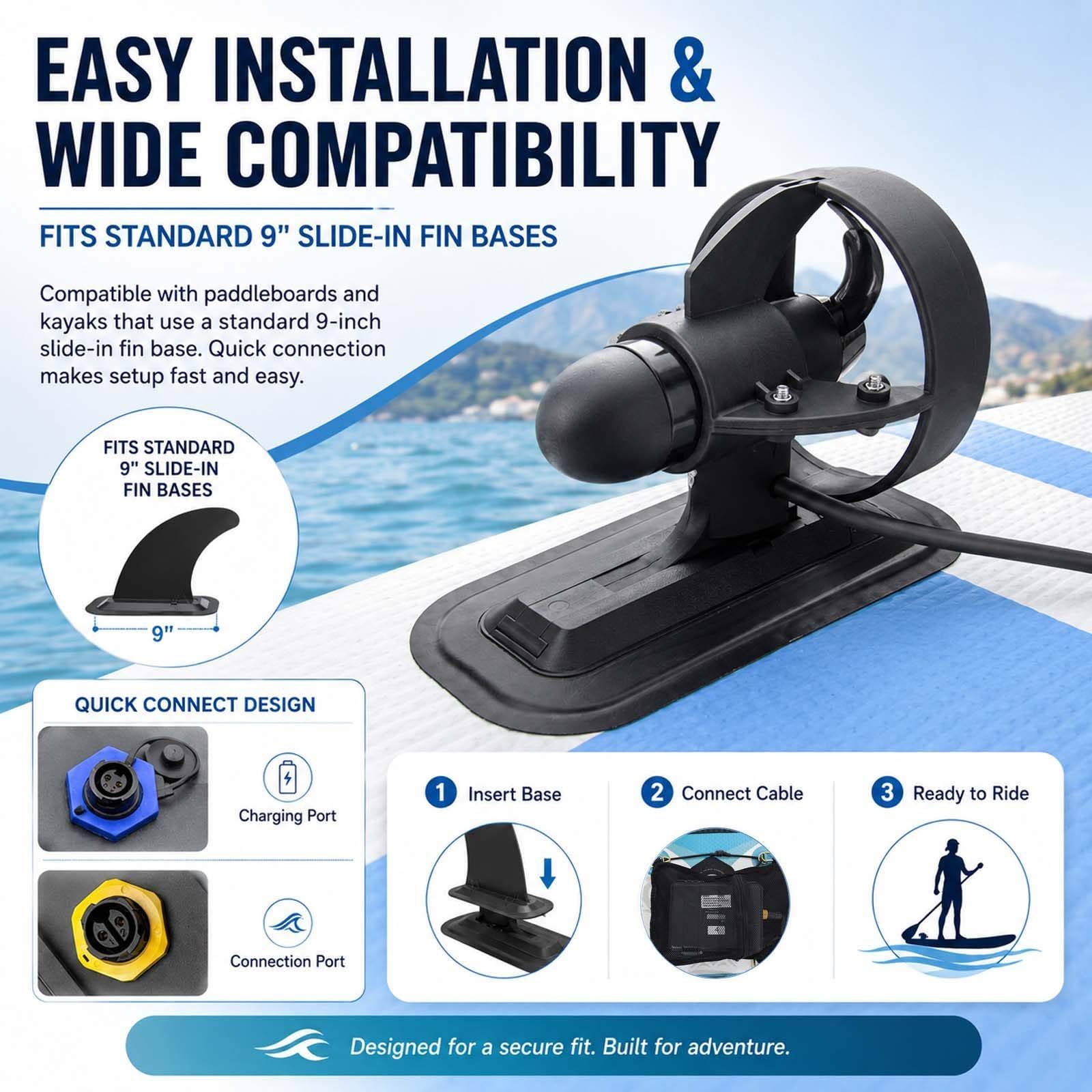 Motor Eléctrico para Sup Resistente al Viento y la Corriente, Propulsor Submarino de 12 V para Kayak y Paddle Surf, Hélice 440 Libras 216W