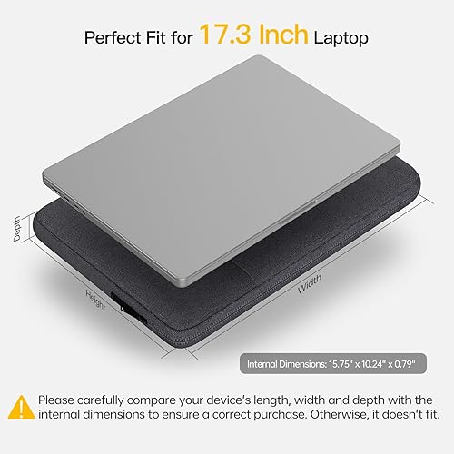 Vista 2 de Funda impermeable para laptop HP Envy 17/HP Pavilion 17/Omen 17, Acer Predator 17/Aspire 17.3, Dell Inspiron 17, Lenovo, HP, MSI GS75, bolsa Gris