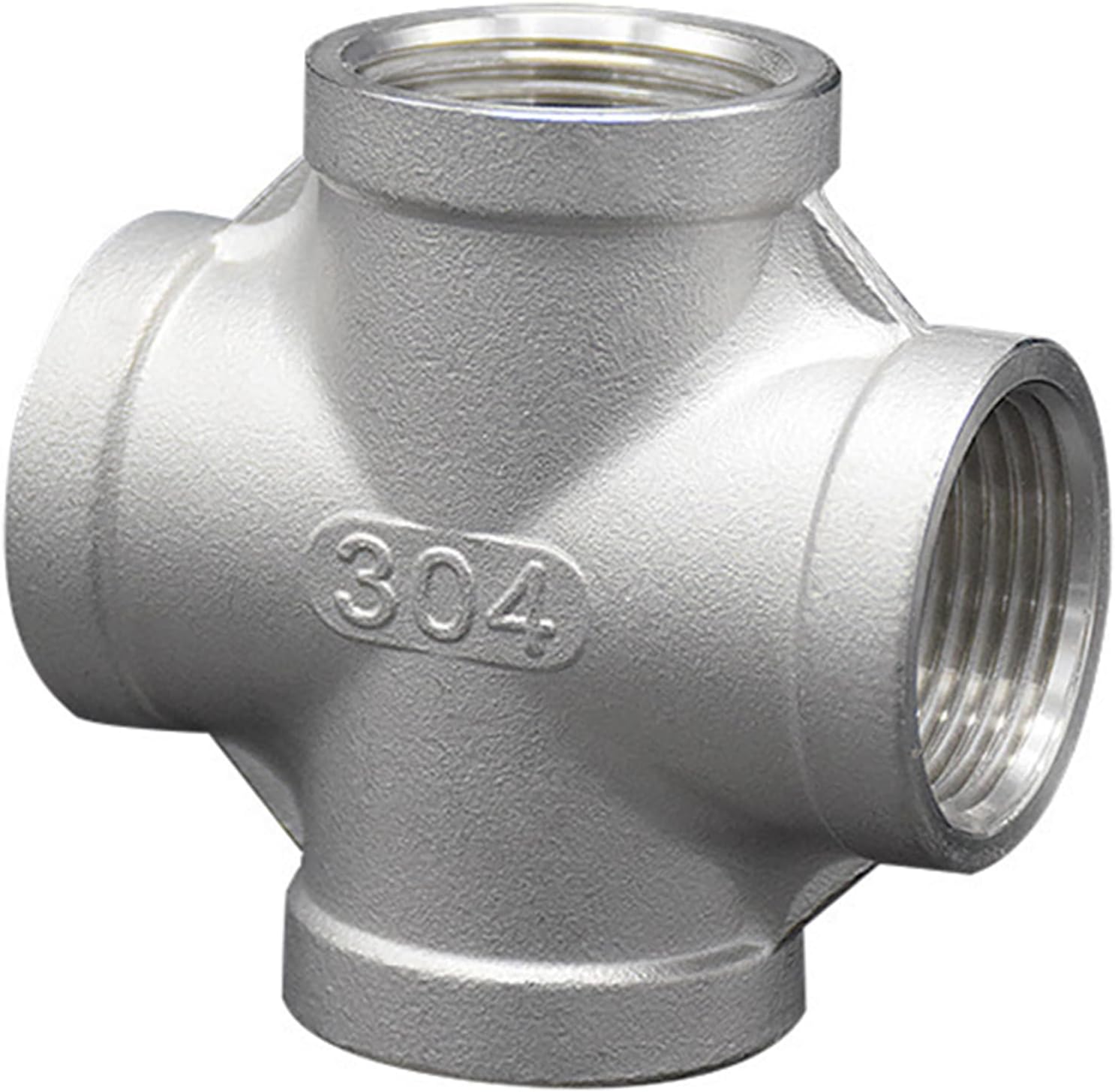 304 Stainless Steel Cross Pipe Fitting - 4-Way Female NPT Connector for Water & Air Systems (Pack of 1) (1 INCH)